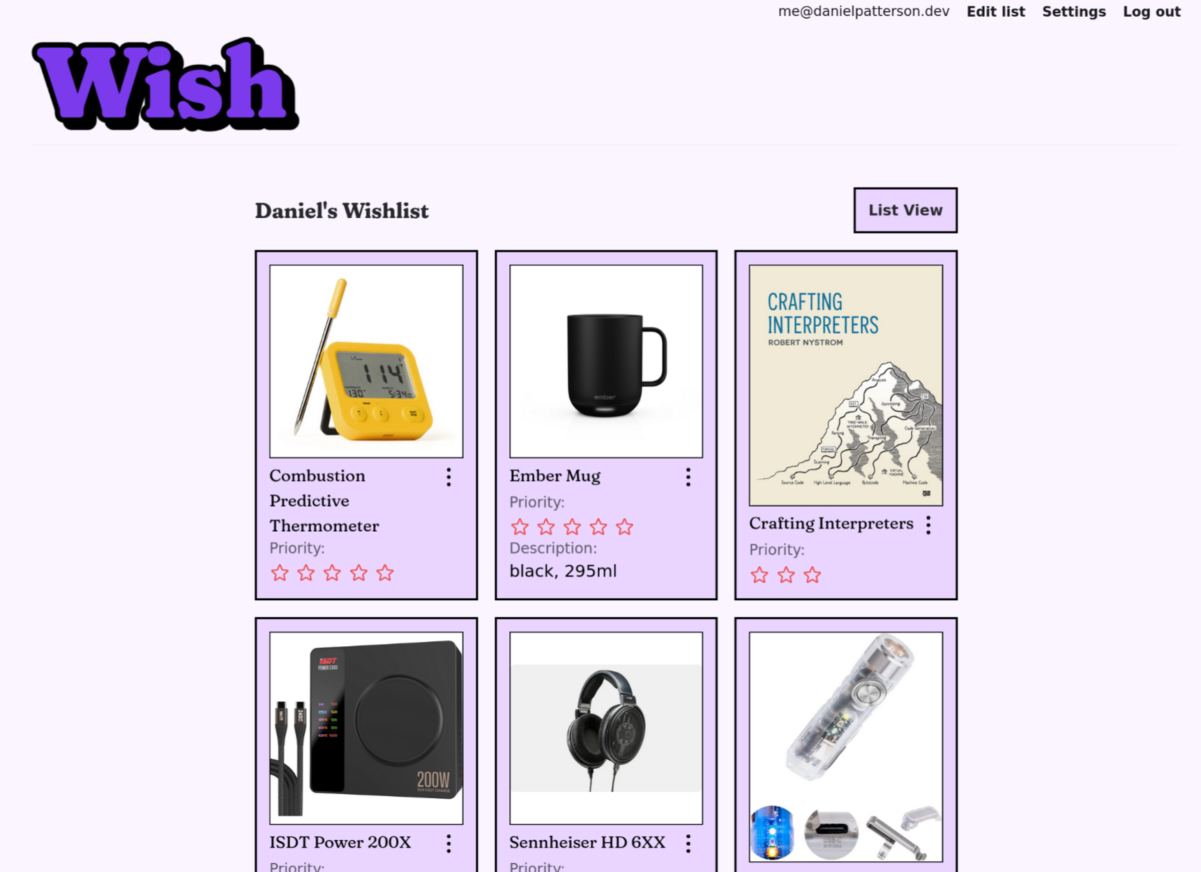 A screenshot of the homepage of Wish.